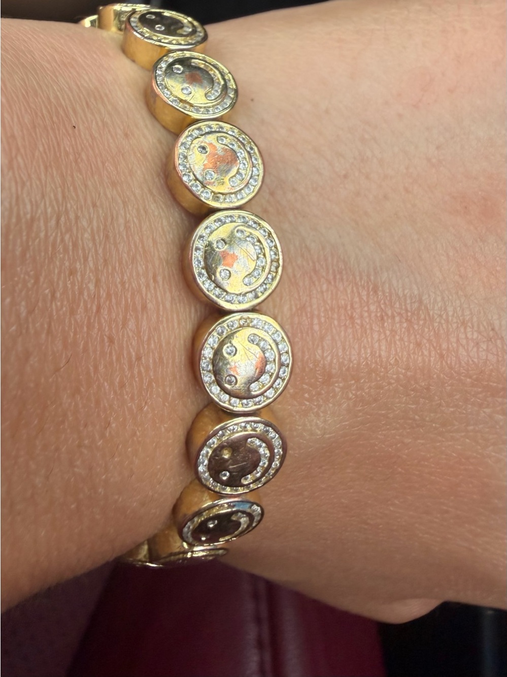 Gold Pave Disc Stretch Bracelet - Women's Jewelry